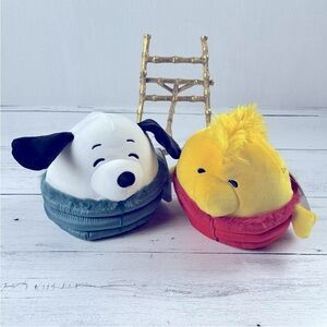 Squishmallows set of 2 Christmas Snoopy and Woodstock in Puffer Jackets NWT